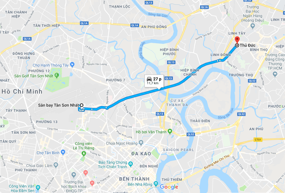 Di chuyển Tân Sơn Nhất – Thủ Đức bằng xe ôm