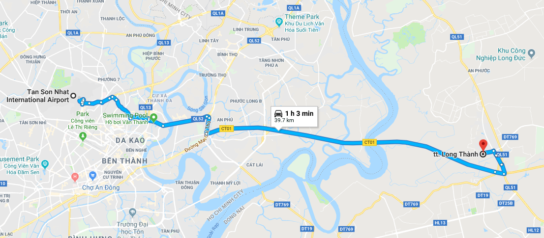 Đi xe máy từ Long Thành đi Tân Sơn Nhất